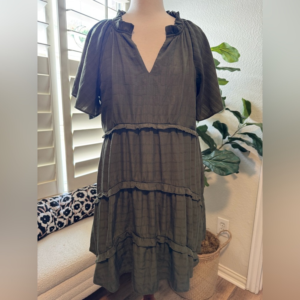 Entro Forest Green Ruffled Dress